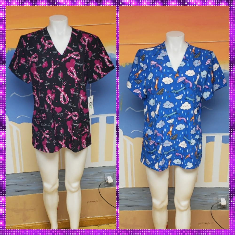 2 high performance  scrub tops